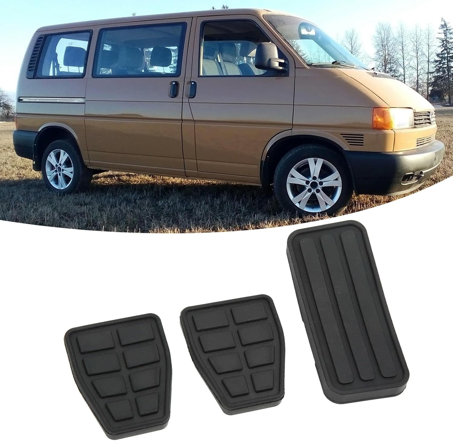3pcs Car Clutch Brake Accelerator Pedal Pad Kit Wearproof Replacement for T4 Transporter 1990-2003