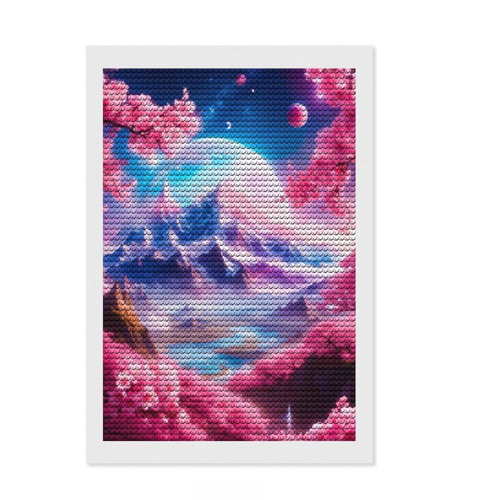 Junmoney Celestial Day Diamond Painting Canvas Set 8"x12", for Craft Lovers, Nice Detail and Sparkle, Boho Decor, Birthday Gift