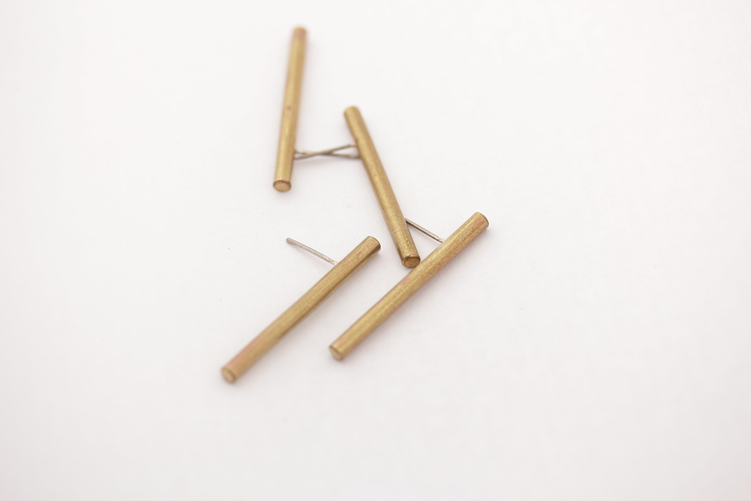 Brass Bar Earring Studs