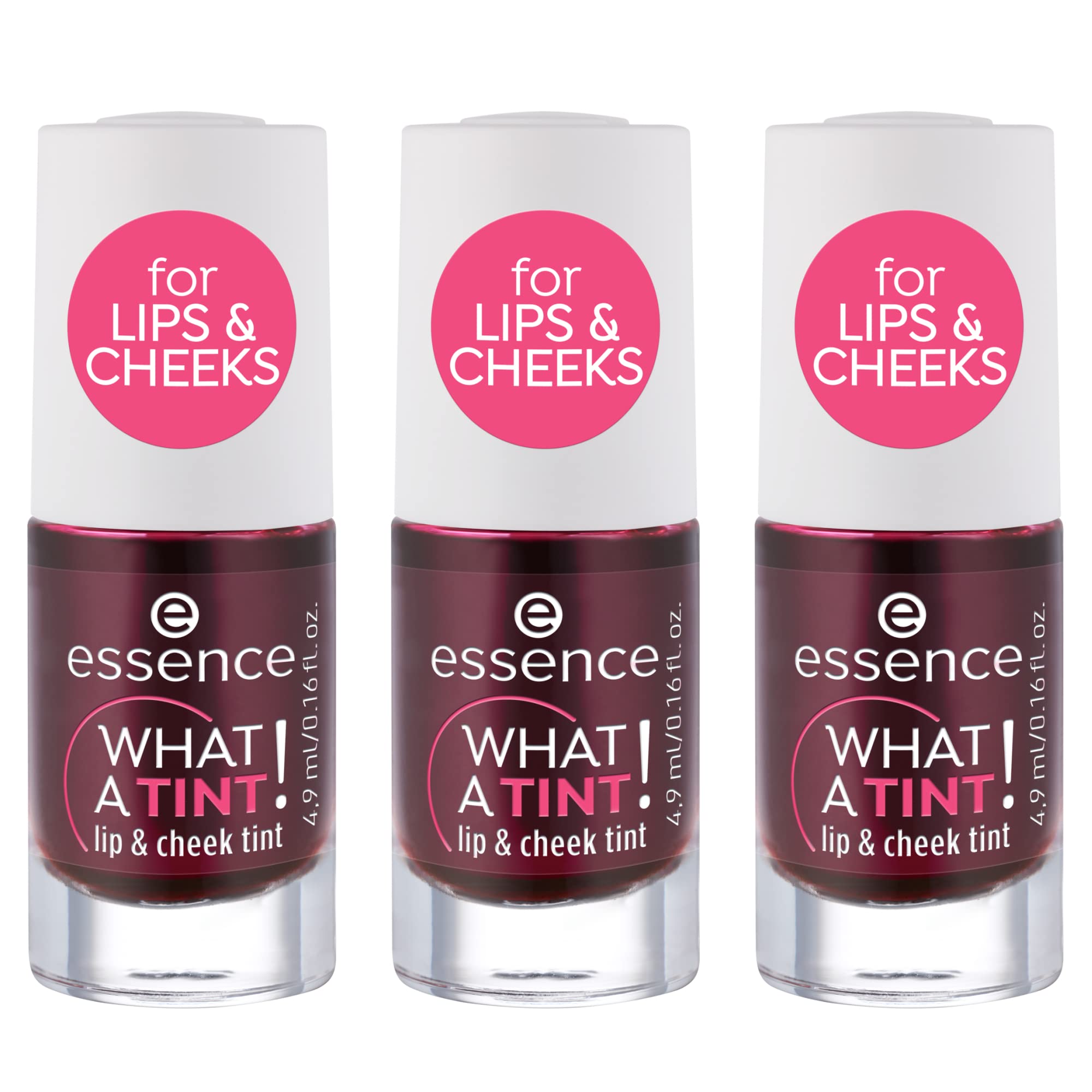 Esence WHAT A TINT! Lip & Cheek Tint, iluminador, n.º 01 Kiss from a rose, rosa, resultado inmediato, duradero, natural, vegano, sin nanopartículas, 3 unidades (3 x 4,9 ml)