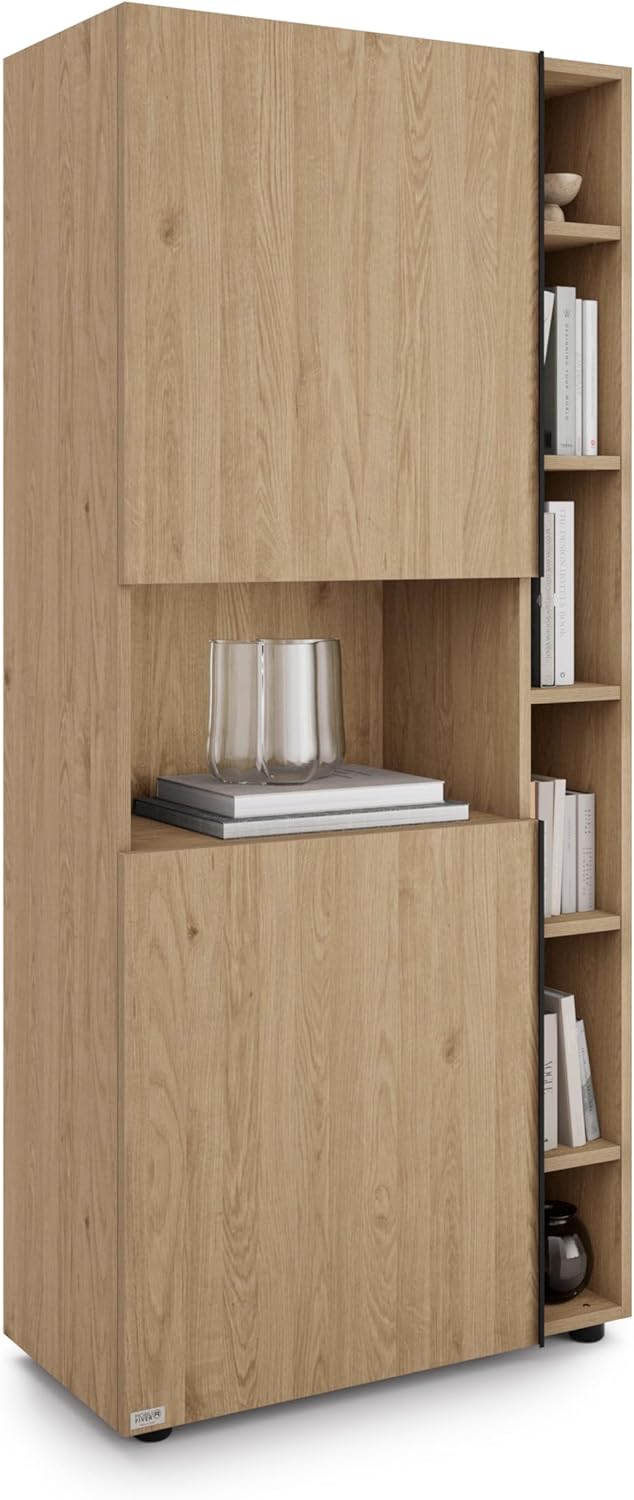Mobili Fiver, Romina Modular Bookcase (30.23 x 68.34 in), Light Oak, Made in Italy