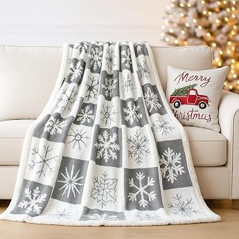 EAQ Cuddly Blanket Fluffy Christmas Sherpa Blanket Flannel Sofa Throw Blanket Sofa Blanket Double Face Extra Soft Living Room Sofa Throw Couch Blanket for Bed Sofa Christmas Grey 150 x 200 cm