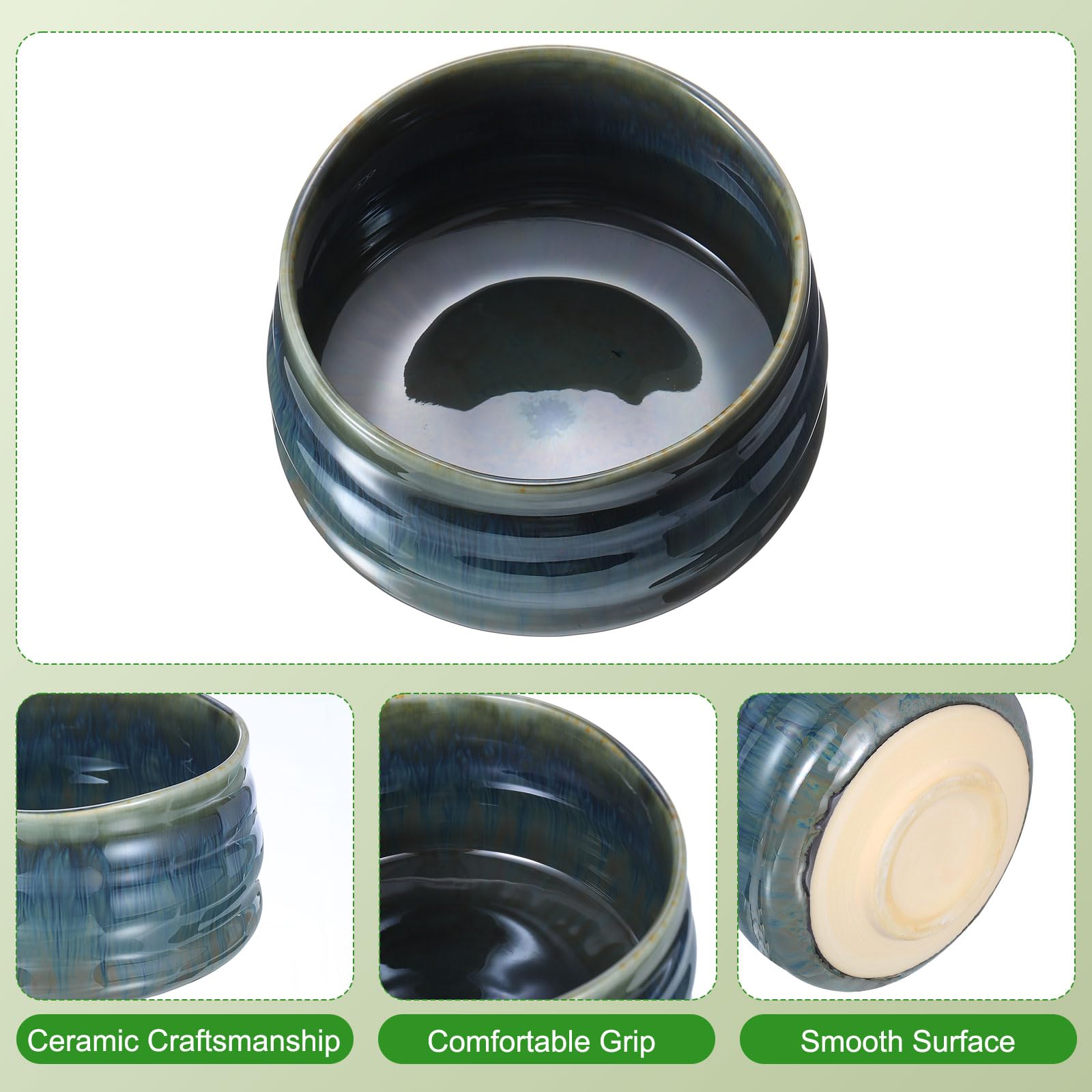QUARKZMAN Ciotola Matcha Chawan Giapponese Ciotola Da Tè Matcha Tazza Da Tè Verde Artigianale Ceramica Matcha Cerimoniale Per Cerimonia Del Tè Verde Scuro