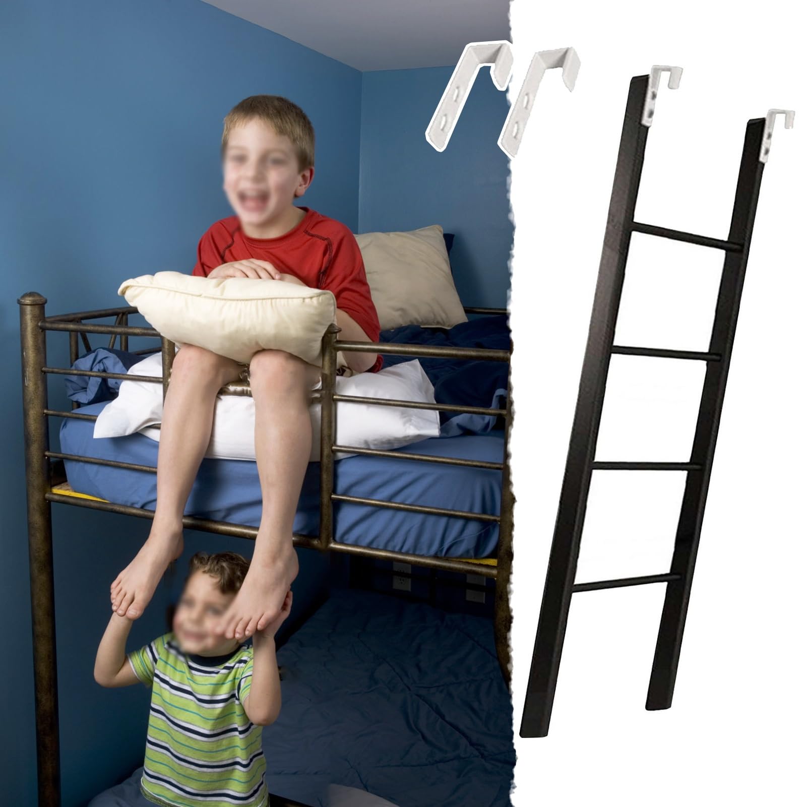 Generisch Bettleiter, schwarzes Etagenbett für Wohnheime, 45 47 49 50 53 55 57 59 61 63 65 67 69 Zoll, Wohnmobil-Etagenbett mit Haken (130 cm/50 Zoll)