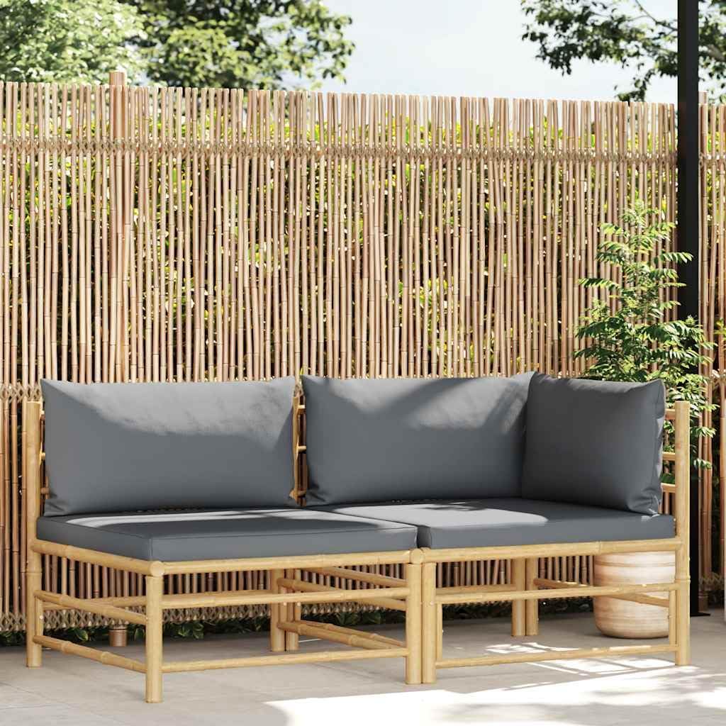 vidaXL Bamboo Patio Lounge Set placed in an outdoor garden setting
