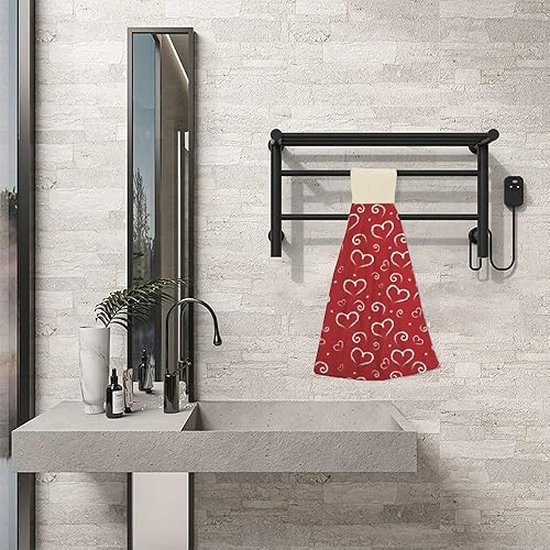 Miniatura 4 de Red Retro Heart Fast Drying Kitchen Hand Towels with Hanging Loop, Soft Kitchen Decor Hand Towel with Hook Loop Absorbent Coral Fleece Dish Cloth