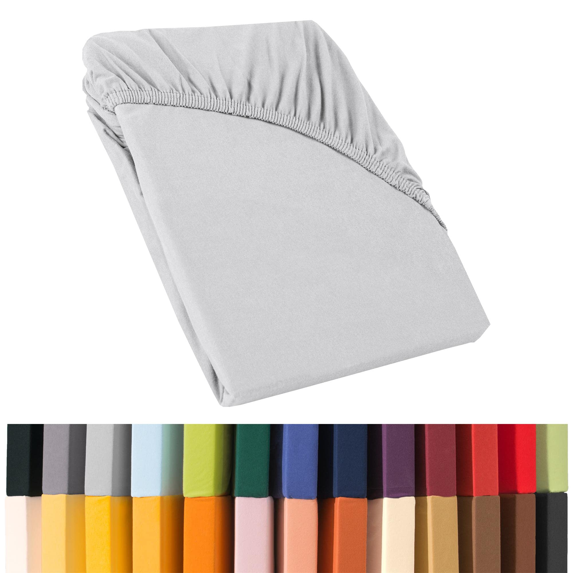 Celinatex Silver-Grey 0001921 Jersey Fitted Sheet, 140 X 200-160 X 220 Cm For Box Spring Beds, Waterbeds And Standard Mattresses, Fitted Sheet, 100% Maco-Cotton Quality, Relax Series, Silver Grey