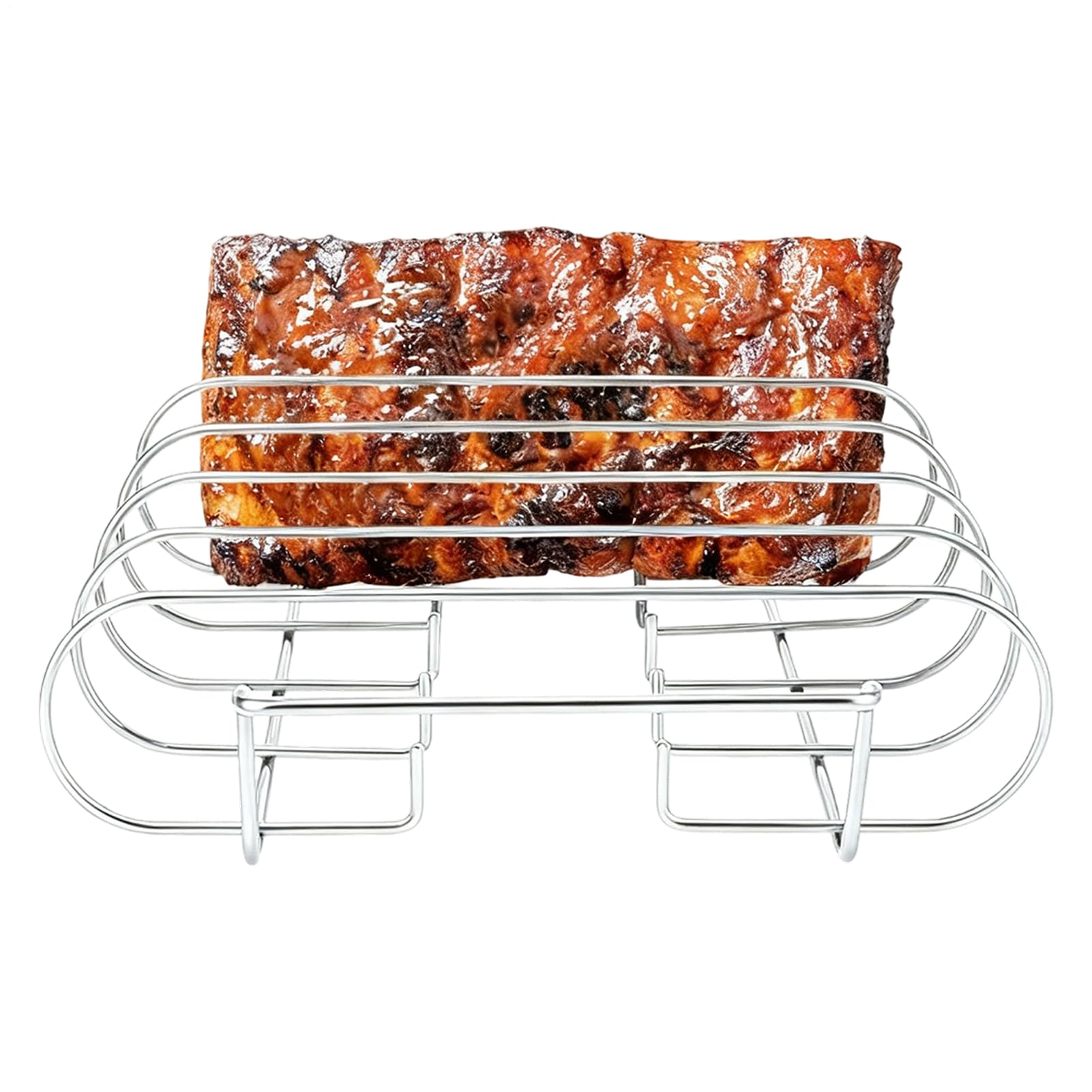Soporte para parrilla y costillas de acero inoxidable con 4 ranuras para cocina y barbacoa