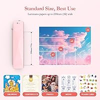 Vista 7 de Máquina laminadora Crenova A4 4 en 1 personal de escritorio caliente y fría con 10 bolsas de laminación sin burbujas, laminadora térmica de 22.86 cm