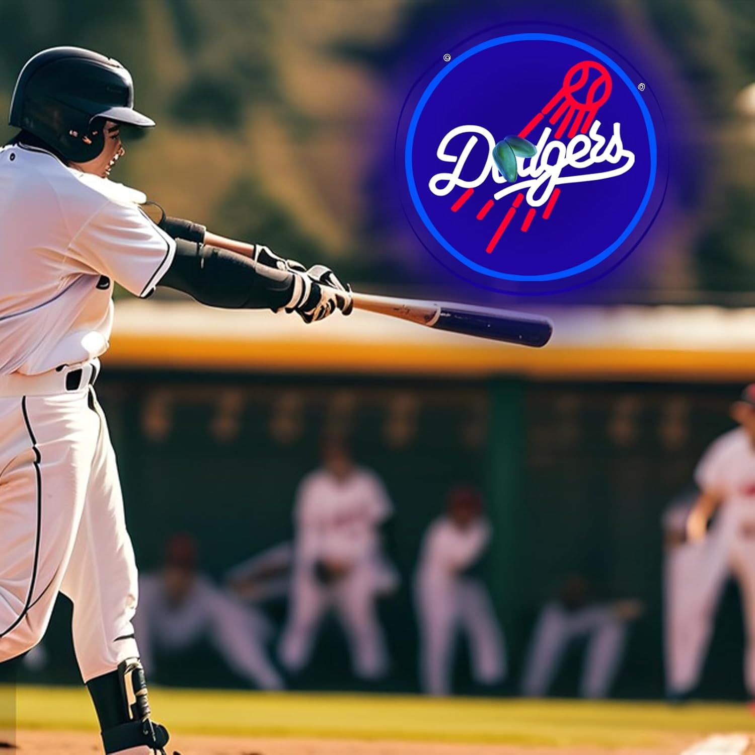 Baseball Team Neon Signs for Wall Decor, Dimmable Led Neon Lights for Man Cave Or Garage Decoration, Neon Sign For Bar, Dorm Room, Party Decoration,Game Room Decoration 12.2 * 12.2inch