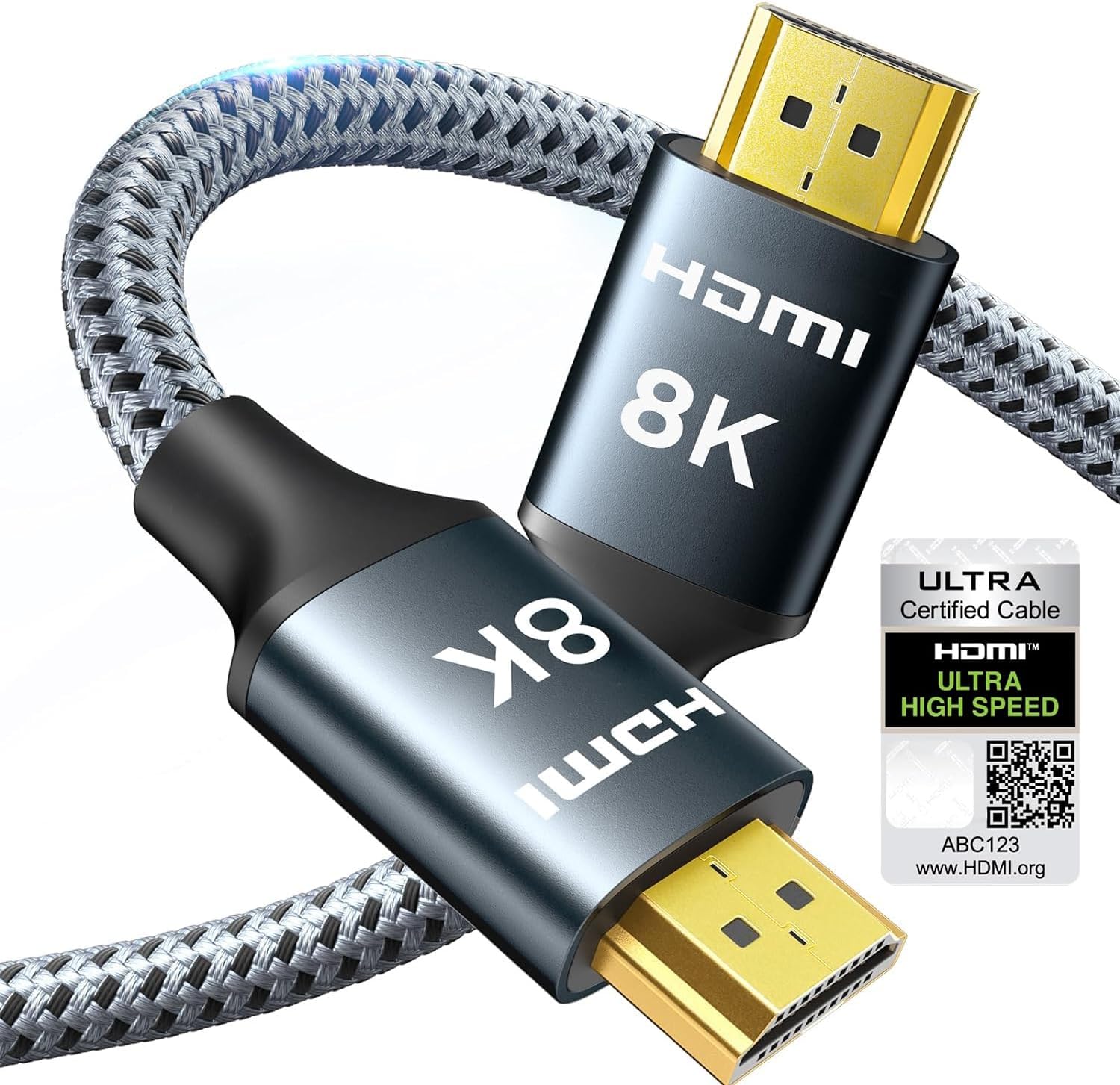 – ARISKEEN 8K HDMI 2.1 Cable 1M, High-Speed 48Gbps HDMI 2.1 Cable, Supports 8K@60HZ, 4K@120Hz, Compatible with PS5/4 TV Monitor Blu-ray Soundbar DVD Laptop