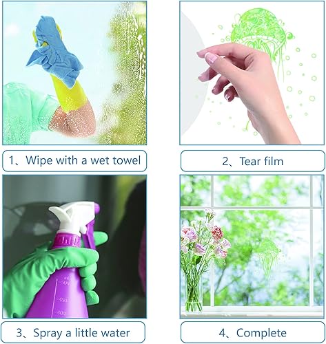 Miniatura 5 de GORGECRAFT 4 calcomanías de ventana de animales marinos de 6.3 pulgadas, calcomanías estáticas para puertas correderas de vidrio, calcomanías de