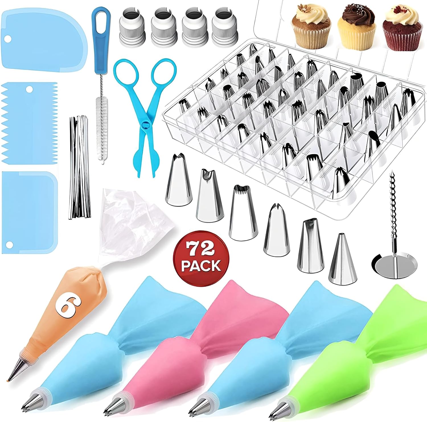 72-Piece Cake Decorating Kit Piping Tip Set with Case
