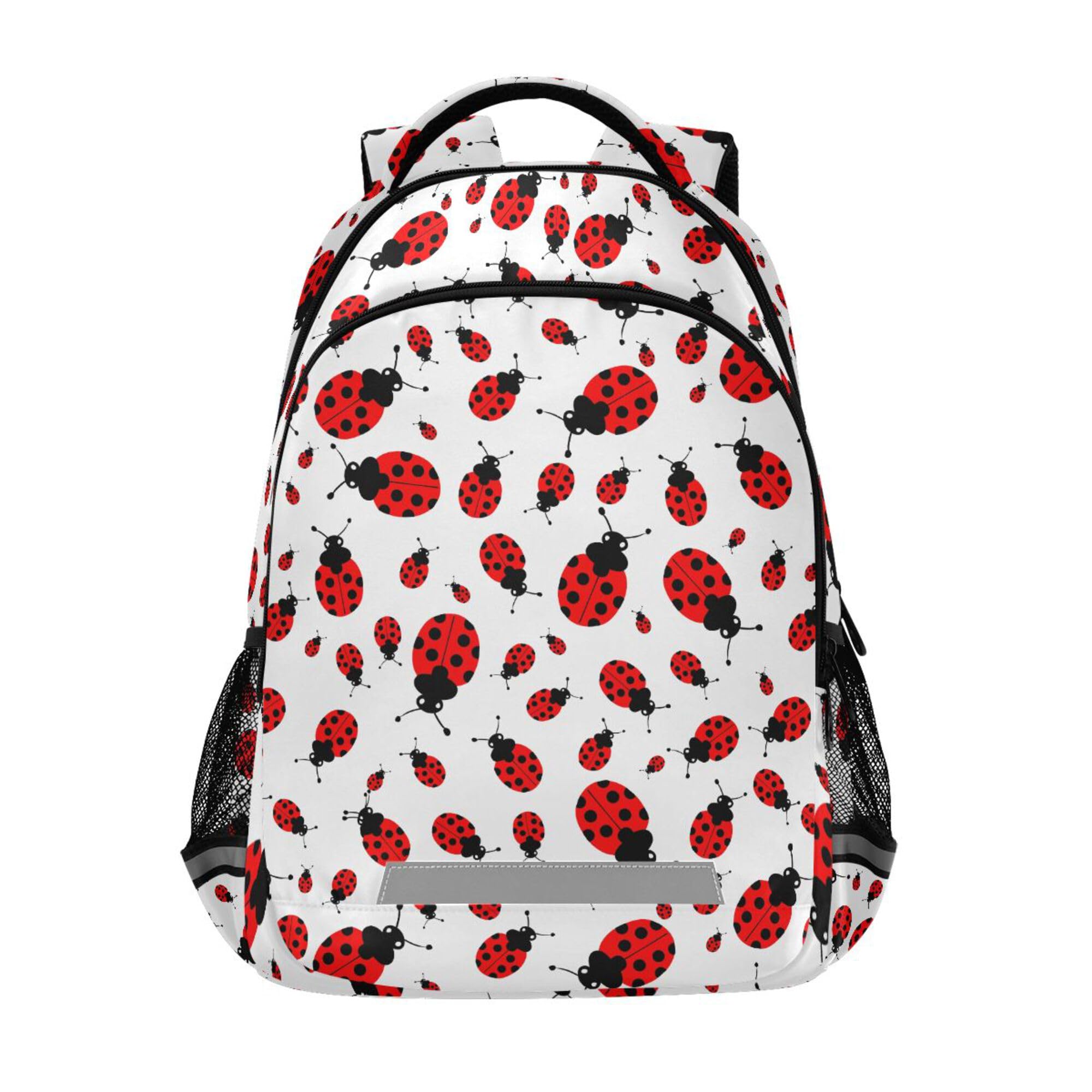 MNSRUU School Backpack with Chest Strap, Cute Red Ladybug Laptop Backpack, Travel Hiking Backpack for Boys Girls, Rucksack, Knapsack One Size