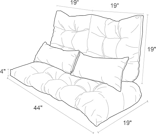 Miniatura 6 de ARTPLAN Cojines para exteriores para sofá biplaza para todo tipo de clima, cojines de banco, juego de 5 almohadas de mimbre para muebles de patio