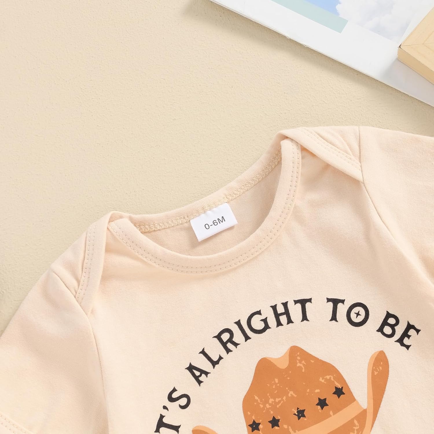 Newborn Baby Short Sleeve Western Romper Birthday Outfits Summer Casual Round Neck Cowboy Hat Print Bodysuit