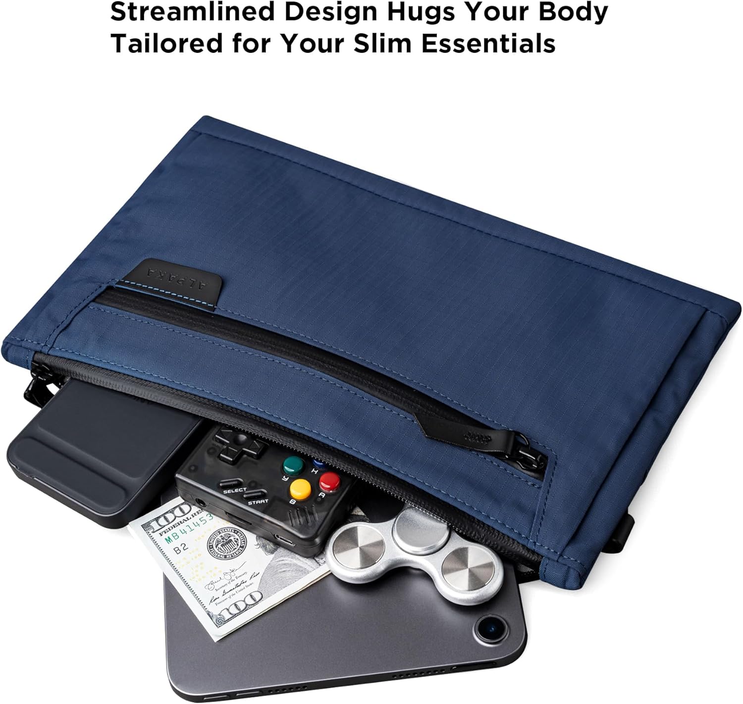 ALPAKA Zip Pouch Max V2 - Blue Axoflux 210D Water Resistant Fabric, Weatherproof YKK Zippers,Front Zip Pocket, Compact Men Sling Bag - Passport Holder & Travel Wallet Pouch for Family Men - Image 4