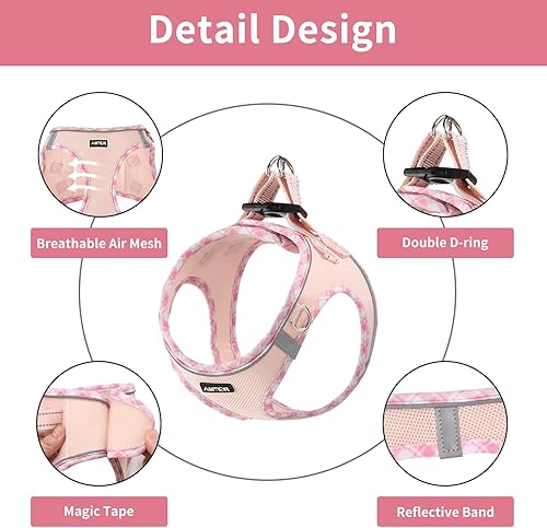 Miniatura 8 de AMTOR Arnés para perro con juego de correa, arnés reflectante ajustable sin tirones con chaleco acolchado para perros y gatos extrapequeñospequeños,