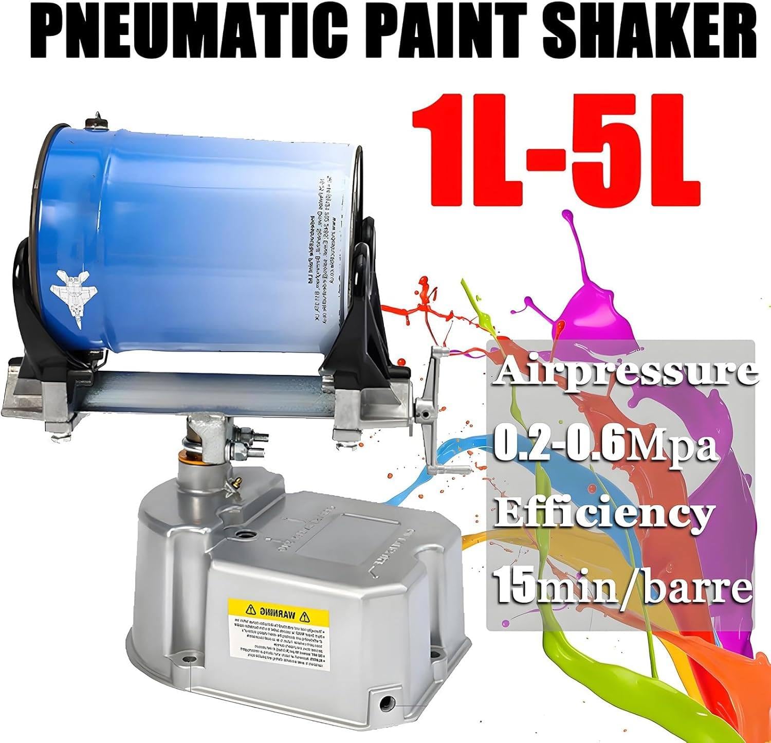 Luftbetriebener Farbschüttler, 1–5 l Fassungsvermögen, Mischer, Schüttelmaschine, 15 Min./Eimer, 0–500 U/min, zum Mischen von Farben und Aquarellfarben
