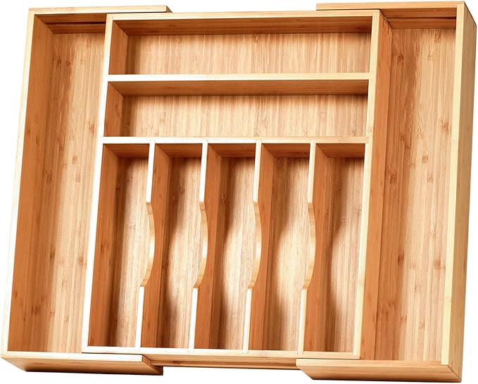 Umilife Organizer expandable bamboo tray with 13.3 to 20.2 inch width