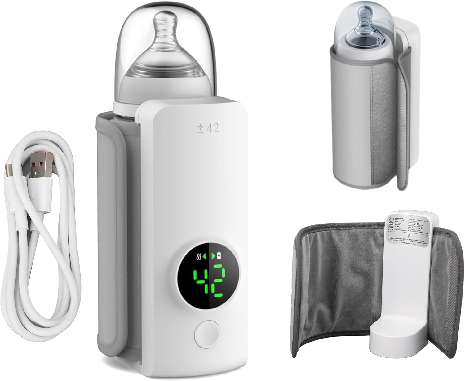 6000mah Portable Bottle Warmer for Travel, Baby Bottle Warmer, Milk Warmer Sleeve Constant Temperature 6000mah Battery Powered Electric Power Storage