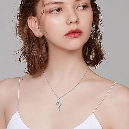Miniatura 6 de Cross necklace 925 Sterling Silver Rose Crose Pendant Necklace Cross Necklace for Women (A-Rose Cross Necklace)