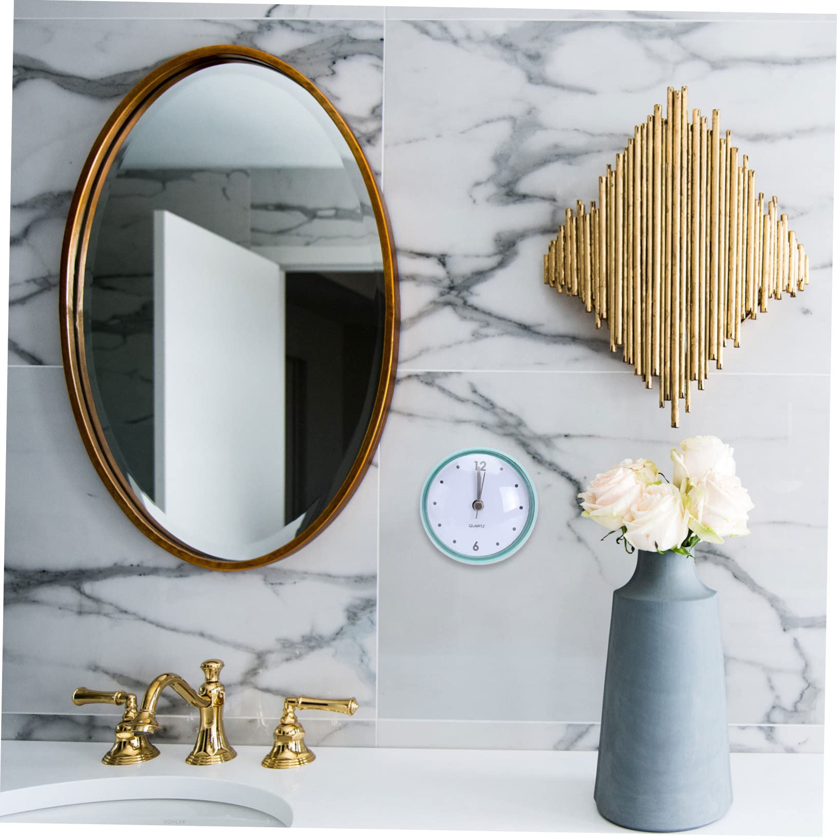 RORPOIR Waterproof Clock for Bathroom Suction Cup Wall Clock Digital Timer Ideal for Kitchen Shower Abs Material Silent Design Random Color