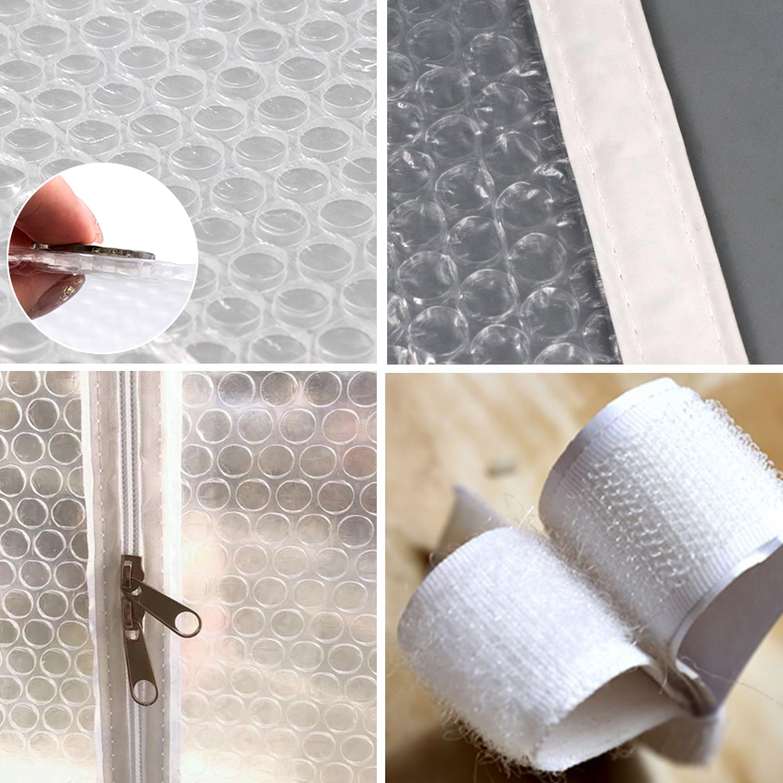 Rideaux Chauds et Résistants à l'hiver,Kit D'isolation pour Fenêtres,Bloquer l'air Froid,Translucide,Auto-Adhésifs,Film Thermiques pour Balcons,Chambres,Salons (W140×H190cm(55×74in))