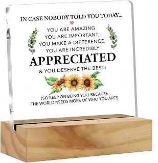 ECOTOB Inspirational Quote Clear Acrylic Desk Sign - Motivational Appreciation Gift for Women, Men, Friends, Teachers, Coworkers - Home Office Desk Decor 4x4 Inches - Uplifting Thank You Gift for Colleagues