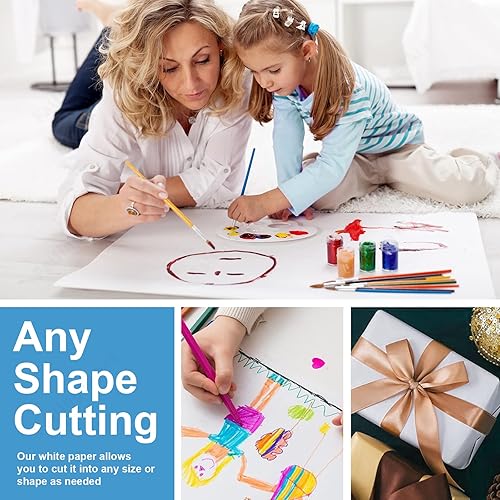 Miniatura 4 de Rollos de papel White Arts and Crafts, papel de regalo de 16 x 400 pulgadas, rollo de papel kraft para caballete, ideal para embalaje de regalos,