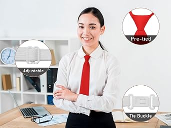 Luckyvestir Ties for Women Pre-tied Adjustable Womens Ties 2.75 Skinny Neckties Perfect for Women School Uniforms Graduation