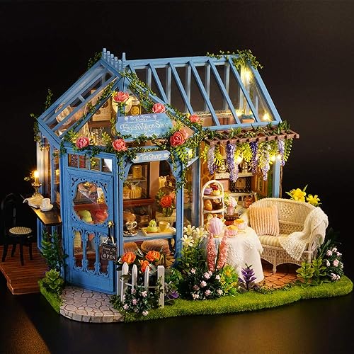 Miniatura 7 de TuKIIE Kit de muebles de casa de muñecas en miniatura, a escala 1:24, accesorios para casa de muñecas de madera, a prueba de polvo y movimiento