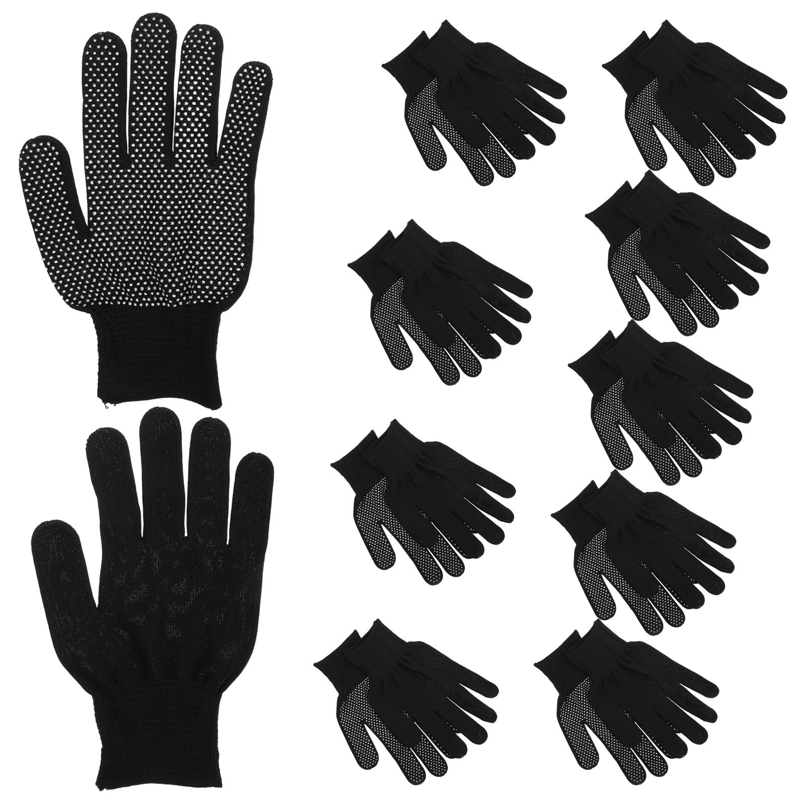 Guantes de trabajo de seguridad Operitacx: pack de 10 pares de nailon negro con palma antideslizante 8