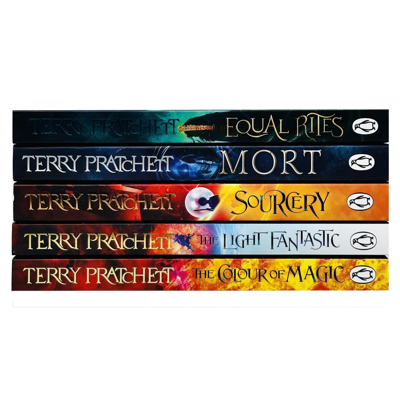 Terry Pratchett Discworld Novels Series 1 - 5 Books Collection Set (The Colour Of Magic, The Light Fantastic, Equal Rites, Mort, Sourcery)
