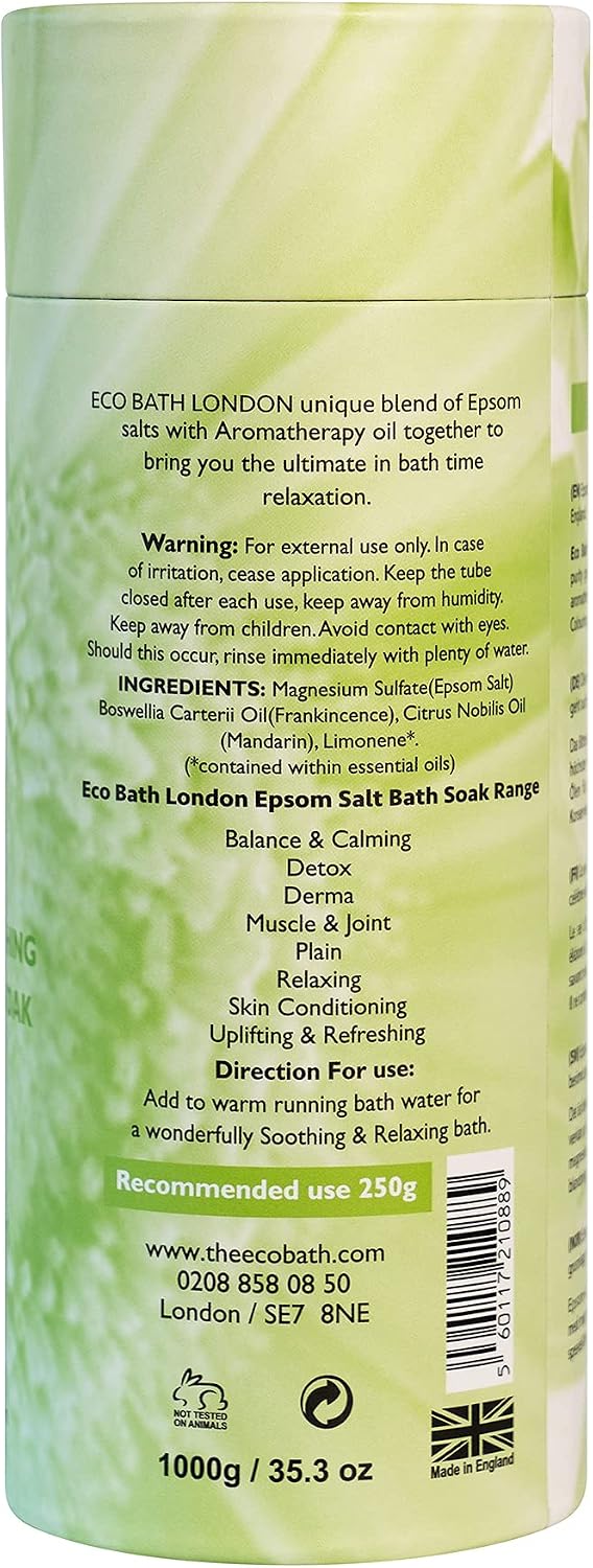 Eco Bath London Uplifting and Refreshing Epsom Salt Bath Soak, Tube 1kg - Image 3