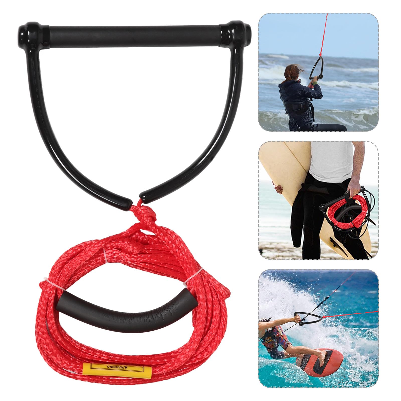 Totority Cuerda para Esquí Acuático Mango Portátil, Cuerda Resistente al Desgaste para Wakeboard y Tabla de Rodillas, Suministro Deportivo para Deportes Acuáticos y Remolque Náutico