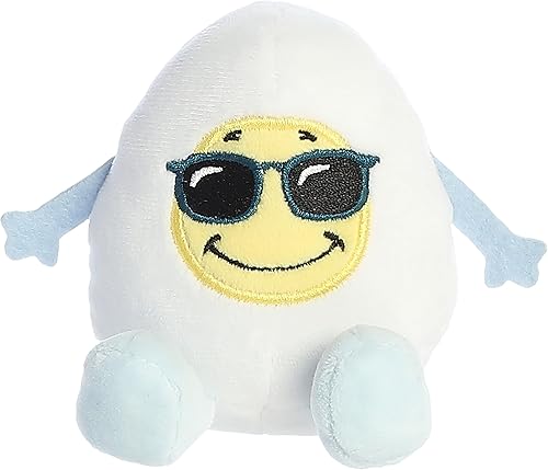 Aurora® Punny Eggspressions™ Sunny Egg - Animal de peluche - Juego de palabras humorísticas - Expresión juguetona - Blanco 3.5 pulgadas