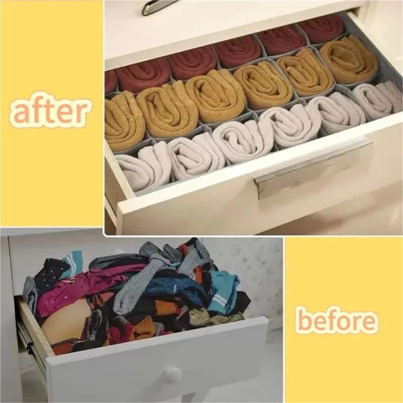 Organizzatore per cassetti della Biancheria Intima, Scatola per riporre Calzini, Reggiseno e Mutande, armadietto per Vestiti, Cravatte, Guardaroba