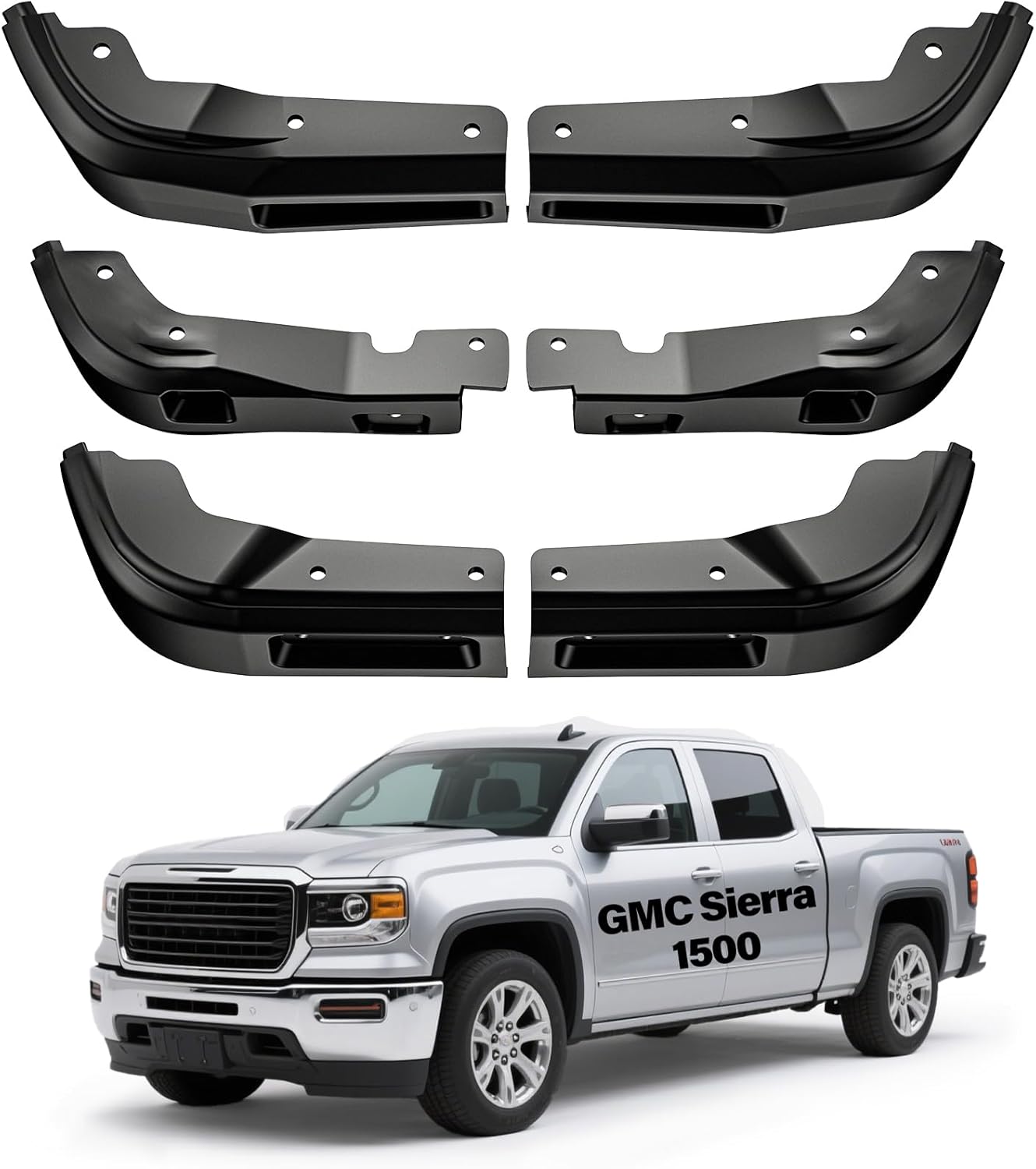 2025 Mud Flap Delete for 2019-2025 Chevy Silverado 1500 Accessories Front Rear Truck Mud Flaps Delete No Drilling Mudflaps All Weather Protector Mudguards (Does Not Fit AT4X AEV Models)