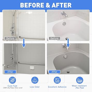 DWIL Tub and Tile Refinishing Kit, Water Based Tile Paint, Quick-Dry Tub Paint Low Odor for Bathroom, Kitchen, Toilets, Semi-Gloss Light Gray, 50-55sq.ft, 33oz