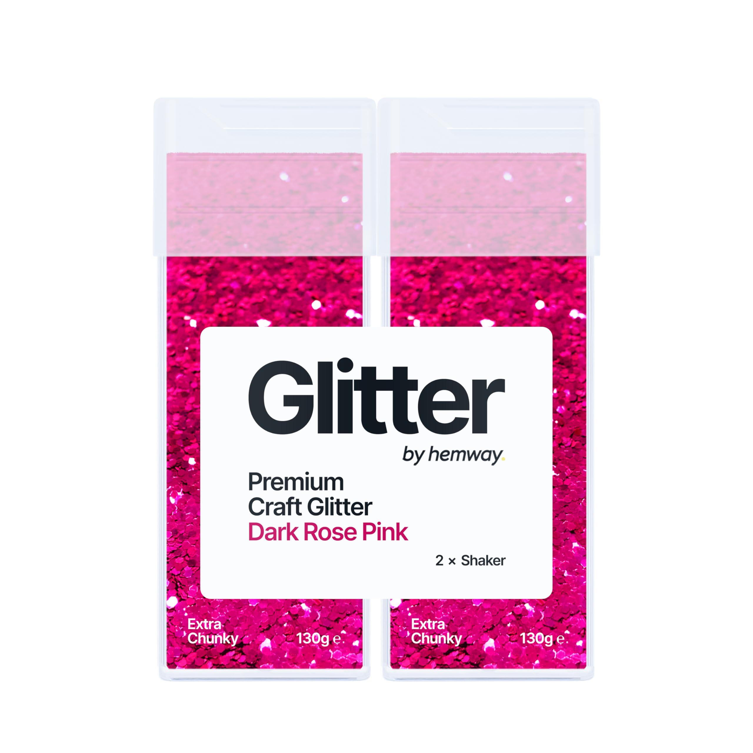 Hemway Glitter Shaker Dark Rose Pink 130g x2 Pack Extra Chunky, Craft Glitter Shakers for Resin & Epoxy Crafts