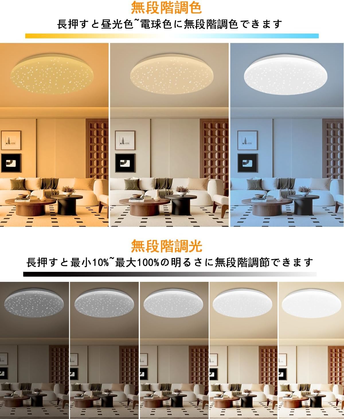 シーリングライト　星空 楽天市場】LED シーリングライト 星空効果 25W 無段階調光調色タイプ 4