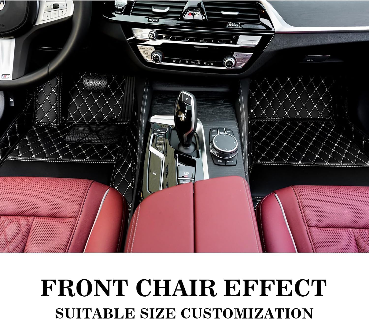 Protect Your Vehicle's Interior with Custom-Fit All-Weather Leather Floor Mats (Purple&Black)