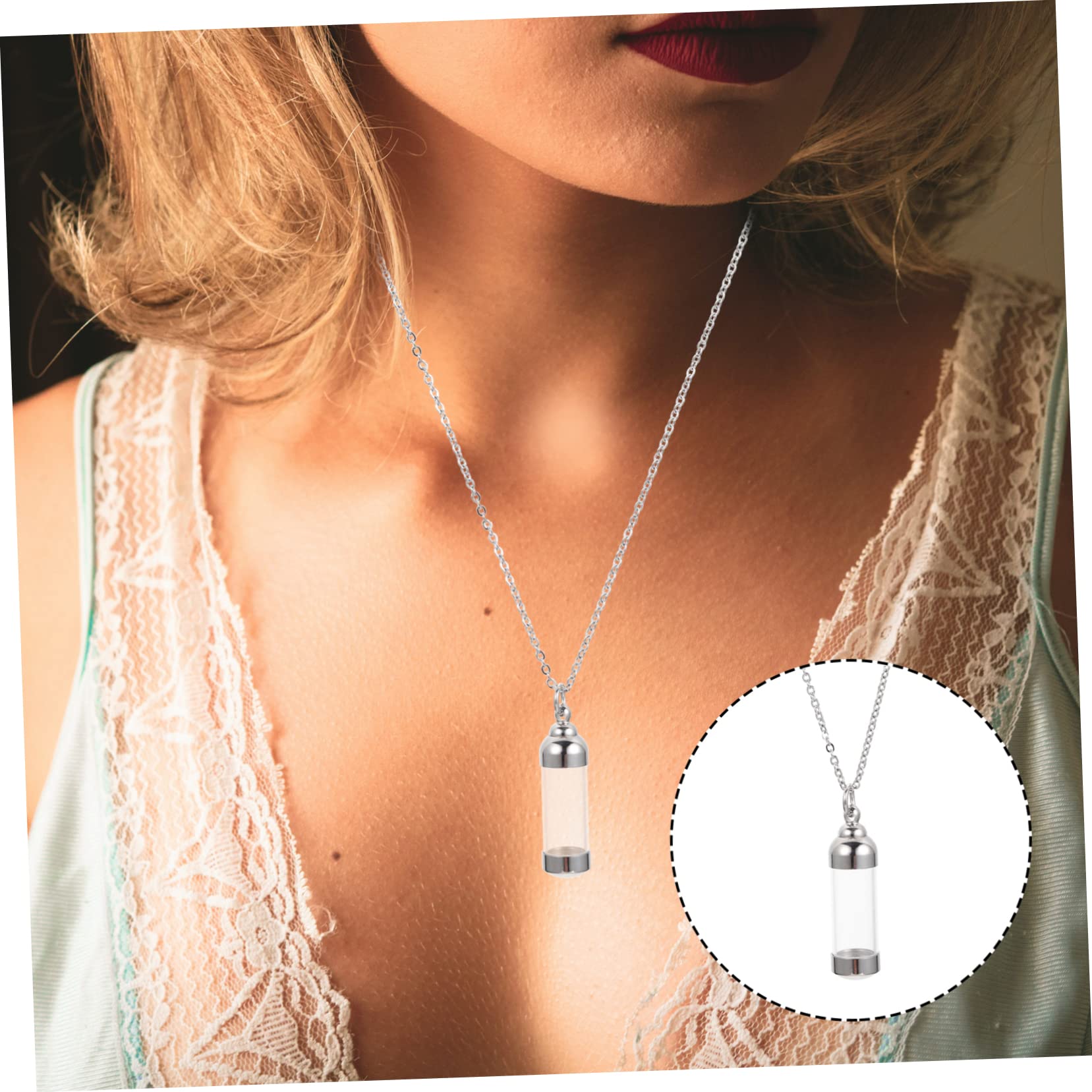 Toddmomy 2pcs Pet Ashes Necklace Hair Jewlery Pet Memorial Stainless Steel Necklace for Men Pet Urns for Dogs Ashes A Necklace Ash Holder Necklace Hair Jewels Mens Glass Commemorate Pendant - Image 2