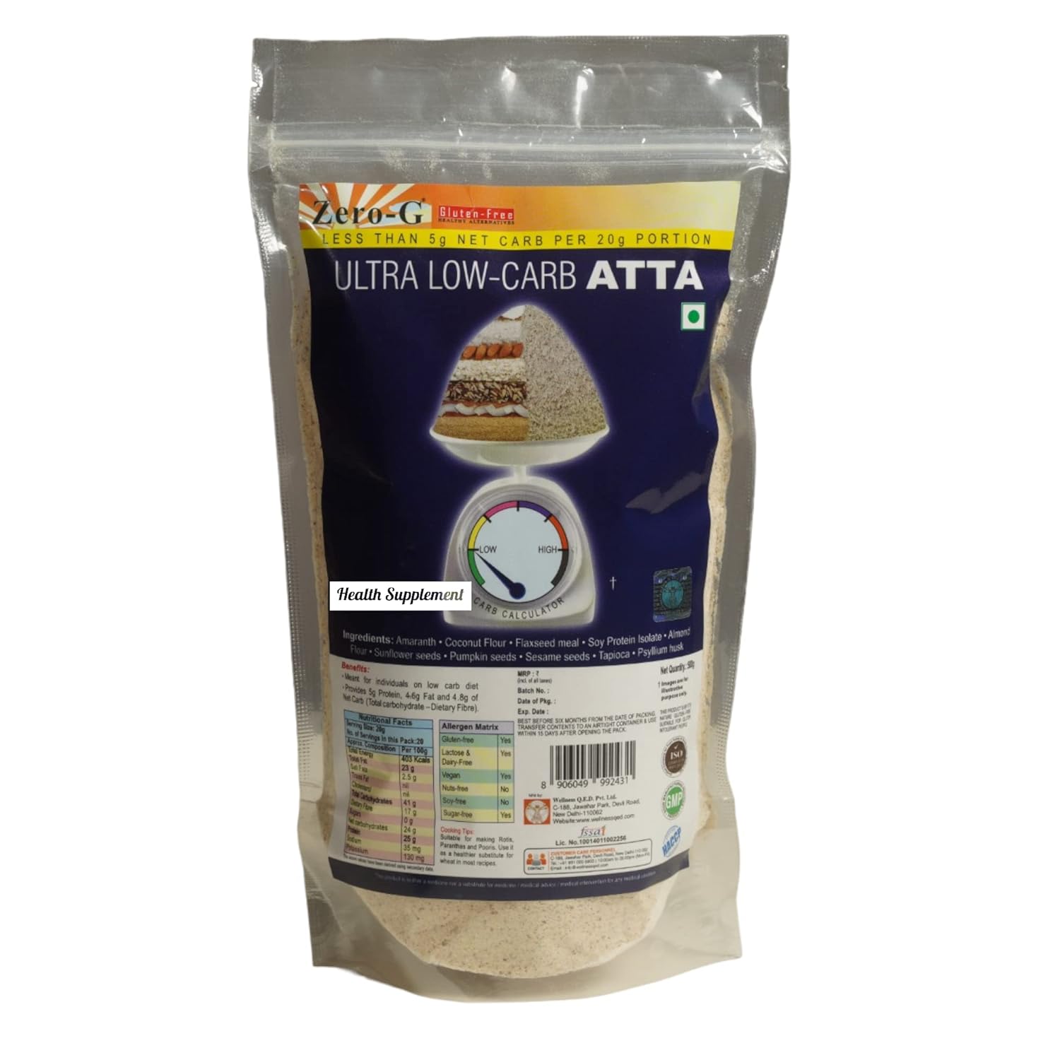 ZERO G Gluten Free Ultra Low Carb Keto Atta Sugar Free Keto Flour