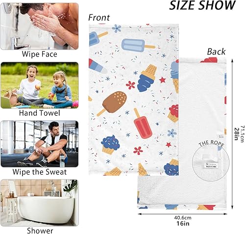 Miniatura 3 de susiyo Paquete de 2 toallas de mano patrióticas de paletas de helado para baño, 16 x 28 pulgadas