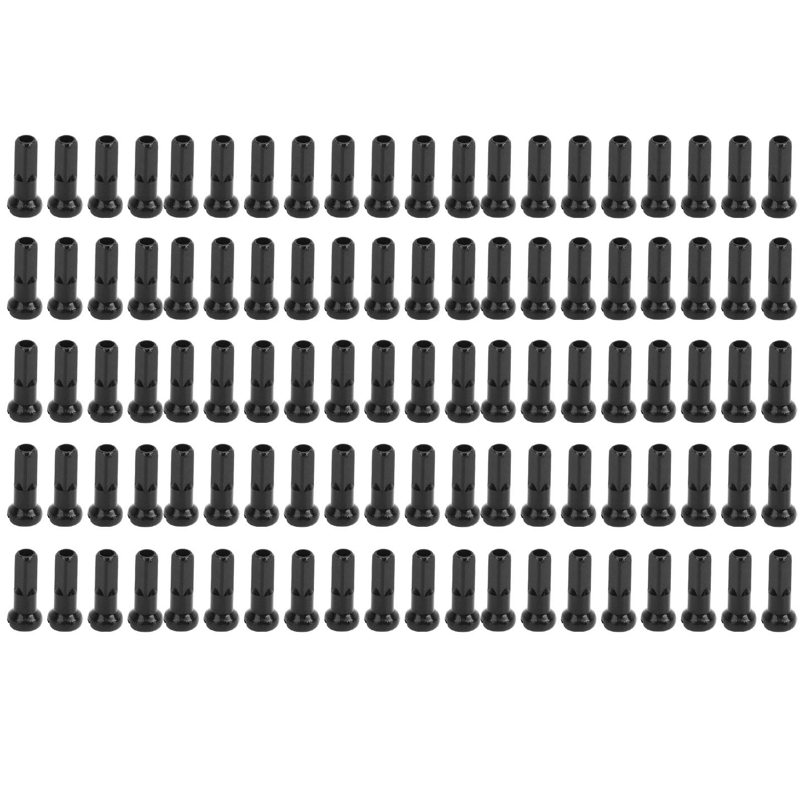 100 fundas para radios de bicicleta, pezón de aleación de aluminio, tapa de radios de bicicleta para radios de bicicleta con diámetro interior de 2 mm, color negro