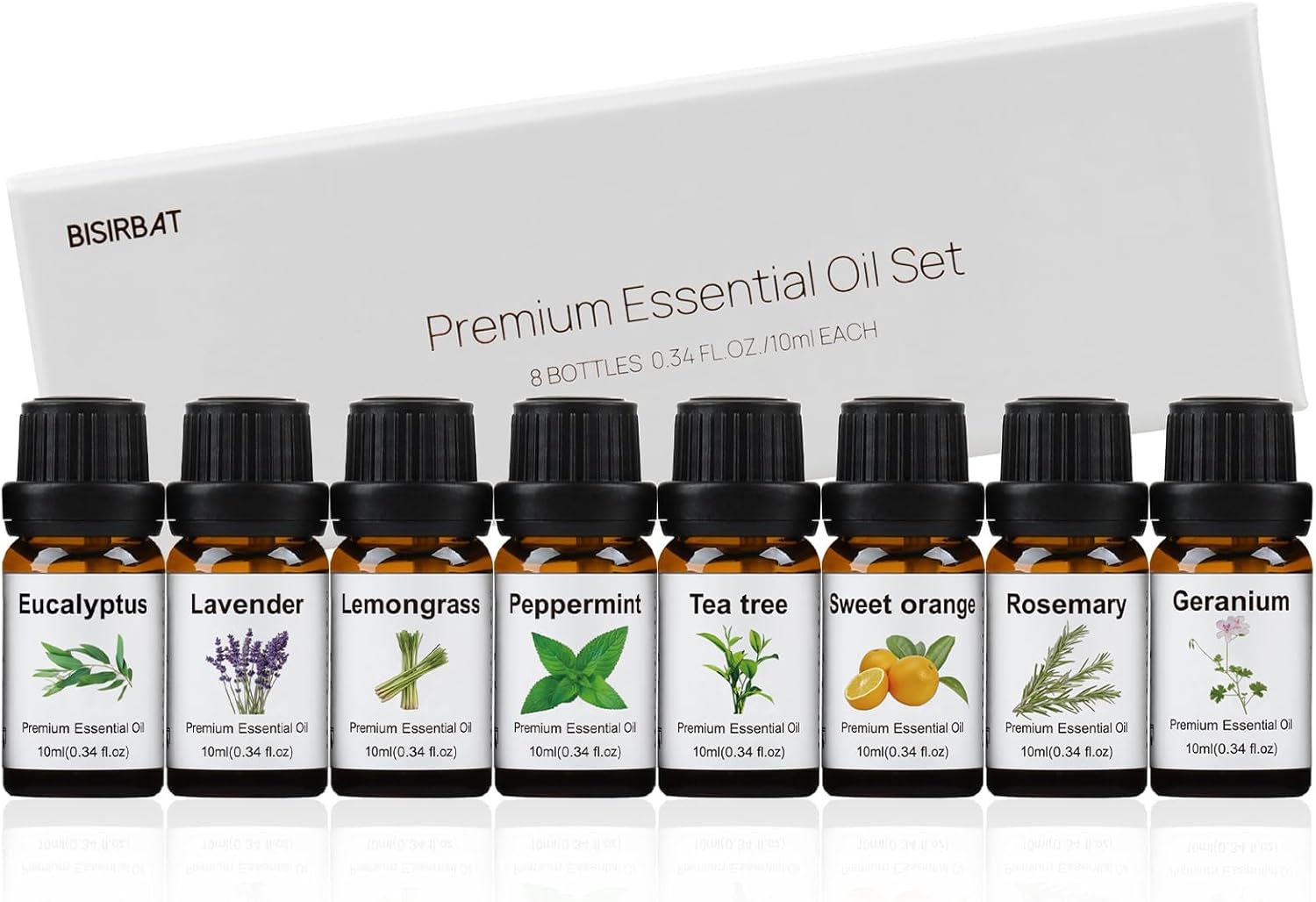 Essential Oils Set – Top 8 Natural Pure Essential Oils for Diffuser for Home, Air Freshening, Humidifiers – Aromatherapy Oils for Massage, Candle&Soap Making, Laundry – Scented Oil Set (10ml)