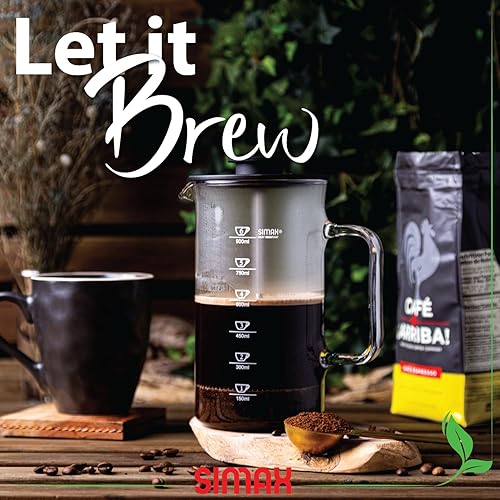 Miniatura 5 de SIMAX Cafetera de prensa francesa, prensa de café de 1 litro, cafetera de vidrio apta para lavavajillas con filtro, vidrio de borosilicato seguro