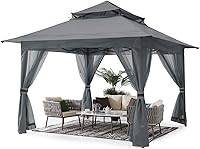 ABCCANOPY 13x13 Pop Up Gazebo with Mosquito Netting - Easy 1-Min Setup Outdoor Canopy Tent for Patio, Garden, Backyard (Gray)